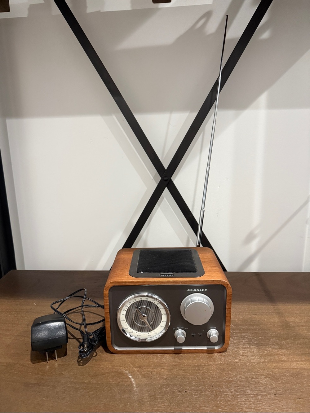 Crosley Brown Wood Retro AM/FM Radio with Silver Accents